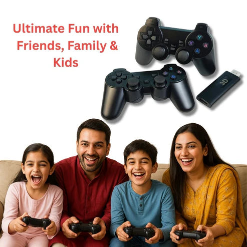K8 Premium 4K Gaming Stick with Two Wireless Controllers and 30,000+ Games | GTA, Tekken 5, Spiderman 2