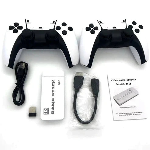 Original M15 Game Stick Pro 4K Console 64GB with Dual 2.4G Wireless Controllers – 20000 Games