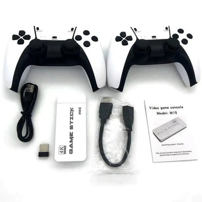 Original M15 Game Stick Pro 4K Console 64GB with Dual 2.4G Wireless Controllers – 20000 Games