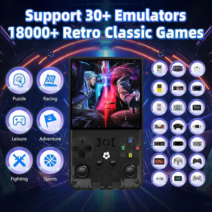 Retro R36 MAX Handheld Console with 4.0 Inch Eye Protection HD IPS Screen, 20,000+ Games and Protection Case (Random color)